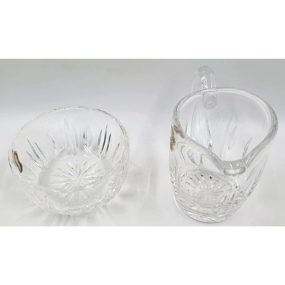 Waterford Crystal Cream & Sugar Set Cut Ireland Heavy Clear Glass Vintage - Picture 8 of 13